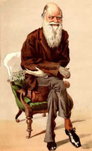 Sept. 30, 1871 caricature of Charles Darwin 
for Vanity Fair by Carlo Pellegrini 
under the pseudonym 'Ape'
